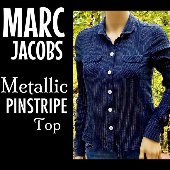 Marc Jacobs Tops - ▪️MARC JACOBS▪️Blue & Silver Pinstripe Top